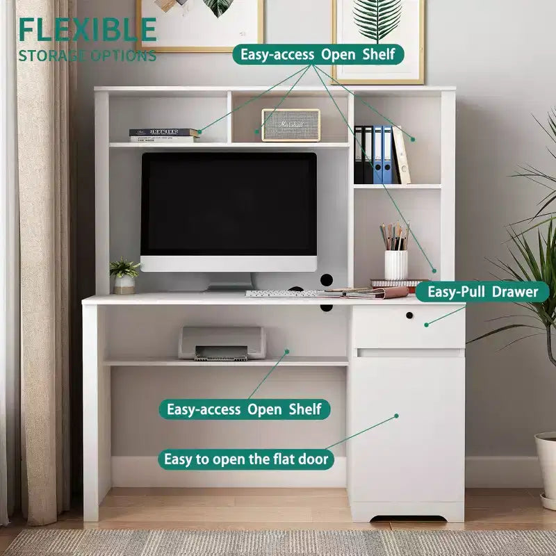 Computer Desk, Suitable For Teenagers, Students, Writing, laptops, and Home Use, With Drawers, 3 AC Outlets, and 2 USB Charging Ports.