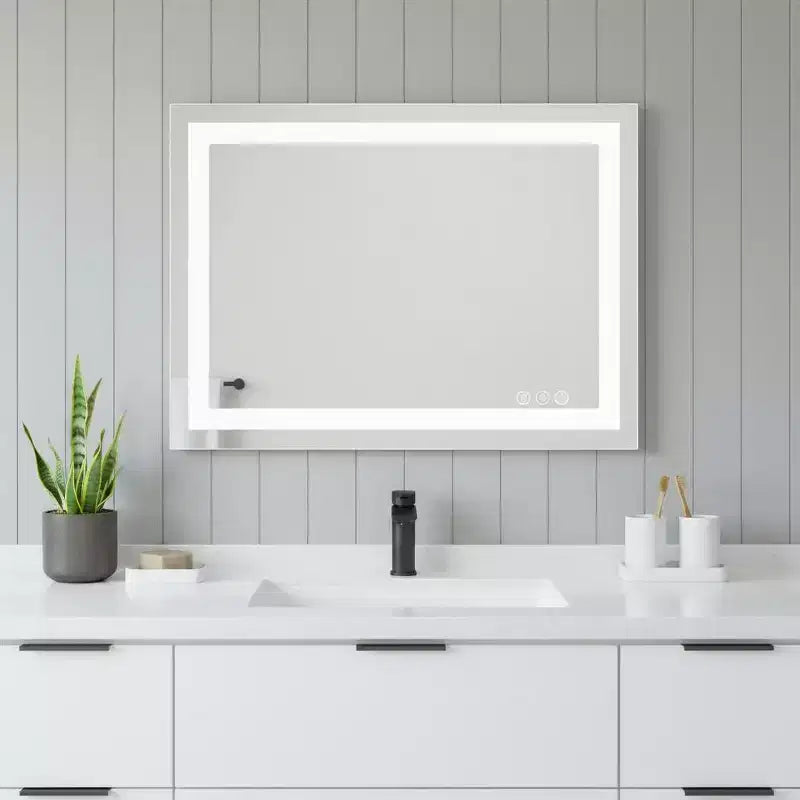 Clear Lighted Frameless Bathroom Vanity Mirror