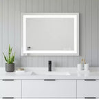 Miroir de vanité de salle de bain sans cadre, clair et éclairé