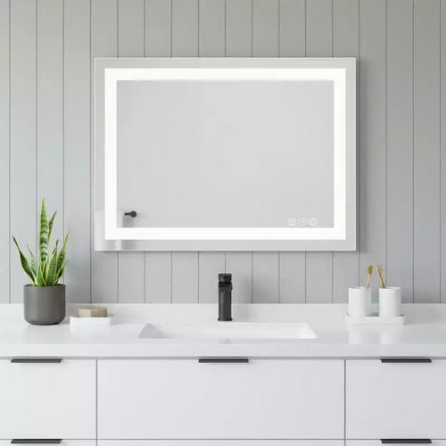 Clear Lighted Frameless Bathroom Vanity Mirror