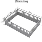 Cadre de lit au sol intégral avec barrières de sécurité extra-hautes, cadre de lit en bois avec porte d'entrée pratique pour chambre à coucher, gris