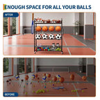 Support de rangement pour ballons, organisateur d'équipement sportif roulant avec roues