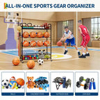 Support de rangement pour ballons, organisateur d'équipement sportif roulant avec roues