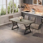 Grande table à manger de 152,4 cm pour 4 à 6 personnes, table de cuisine de style ferme en bois avec pieds en métal, tables de cuisine rectangulaires pour salle à manger, salon