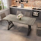 Grande table à manger de 152,4 cm pour 4 à 6 personnes, table de cuisine de style ferme en bois avec pieds en métal, tables de cuisine rectangulaires pour salle à manger, salon