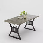 Grande table à manger de 152,4 cm pour 4 à 6 personnes, table de cuisine de style ferme en bois avec pieds en métal, tables de cuisine rectangulaires pour salle à manger, salon
