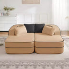 Canapé sans os en tissu Teddy, sans assemblage, éponge haute densité 32D, canapé moelleux et confortable avec deux chaises longues, canapé convertible pour salon, blanc