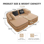 Canapé sans os en tissu Teddy, sans assemblage, éponge haute densité 32D, canapé moelleux et confortable avec deux chaises longues, canapé convertible pour salon, blanc