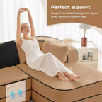 Canapé sans os en tissu Teddy, sans assemblage, éponge haute densité 32D, canapé moelleux et confortable avec deux chaises longues, canapé convertible pour salon, blanc