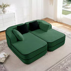 Canapé sans os en tissu Teddy, sans assemblage, éponge haute densité 32D, canapé moelleux et confortable avec deux chaises longues, canapé convertible pour salon, blanc