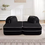 Canapé sans os en tissu Teddy, sans assemblage, éponge haute densité 32D, canapé moelleux et confortable avec deux chaises longues, canapé convertible pour salon, blanc