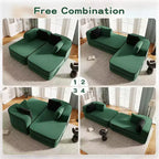 Canapé sans os en tissu Teddy, sans assemblage, éponge haute densité 32D, canapé moelleux et confortable avec deux chaises longues, canapé convertible pour salon, blanc