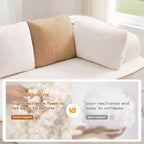 Canapé sans os en tissu Teddy, sans assemblage, éponge haute densité 32D, canapé moelleux et confortable avec deux chaises longues, canapé convertible pour salon, blanc