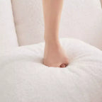 Canapé sans os en tissu Teddy, sans assemblage, éponge haute densité 32D, canapé moelleux et confortable avec deux chaises longues, canapé convertible pour salon, blanc