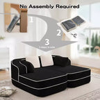 Canapé sans os en tissu Teddy, sans assemblage, éponge haute densité 32D, canapé moelleux et confortable avec deux chaises longues, canapé convertible pour salon, blanc