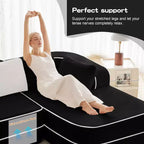 Canapé sans os en tissu Teddy, sans assemblage, éponge haute densité 32D, canapé moelleux et confortable avec deux chaises longues, canapé convertible pour salon, blanc