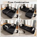 Canapé sans os en tissu Teddy, sans assemblage, éponge haute densité 32D, canapé moelleux et confortable avec deux chaises longues, canapé convertible pour salon, blanc