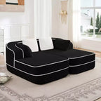 Canapé sans os en tissu Teddy, sans assemblage, éponge haute densité 32D, canapé moelleux et confortable avec deux chaises longues, canapé convertible pour salon, blanc