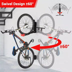 Support mural pliable pivotant noir pour vélo C, support de vélo réglable pour roues de 20 à 29 pouces, rangement de garage robuste (1 pièce)