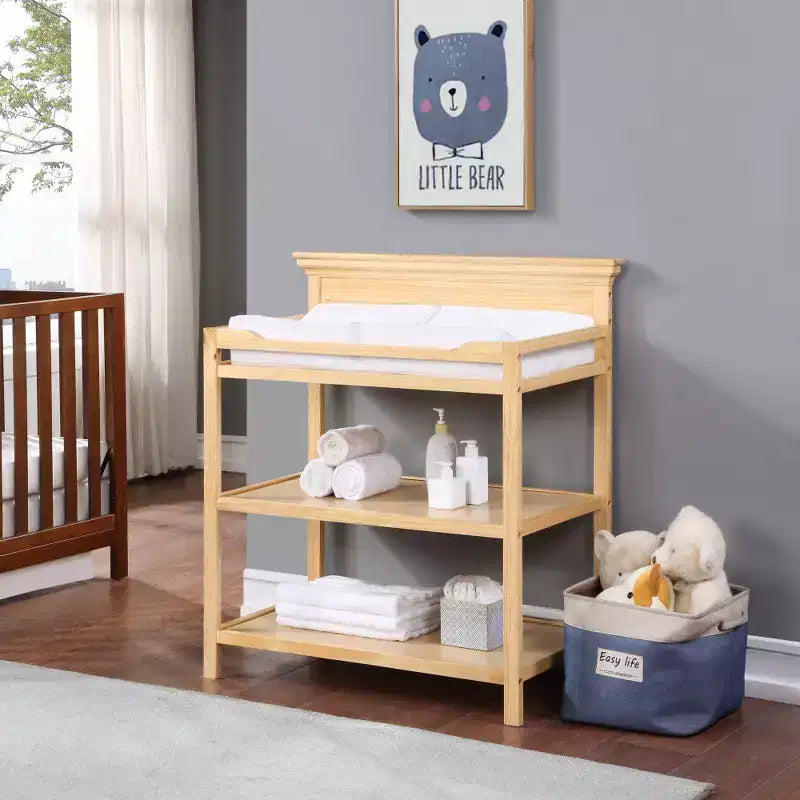 Universal Changing Table, Transitional Design with Non-Toxic Finish & Open Shelves