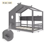 Lit de maison au sol double et lit Montessori pour enfants, lit cabane avec étagère de rangement, conception de toit