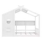 Lit de maison au sol double et lit Montessori pour enfants, lit cabane avec étagère de rangement, conception de toit