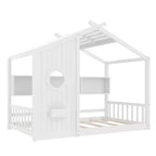 Lit de maison au sol double et lit Montessori pour enfants, lit cabane avec étagère de rangement, conception de toit