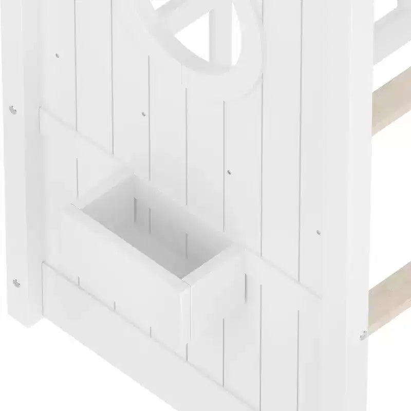 Twin Size Floor House Bed & Kids Montessori Bed, Playhouse Bed with Storage Shelf, Roof Design