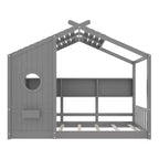 Lit de maison au sol double et lit Montessori pour enfants, lit cabane avec étagère de rangement, conception de toit
