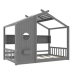 Lit de maison au sol double et lit Montessori pour enfants, lit cabane avec étagère de rangement, conception de toit