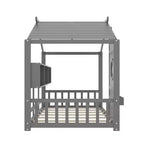 Lit de maison au sol double et lit Montessori pour enfants, lit cabane avec étagère de rangement, conception de toit