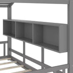 Lit de maison au sol double et lit Montessori pour enfants, lit cabane avec étagère de rangement, conception de toit