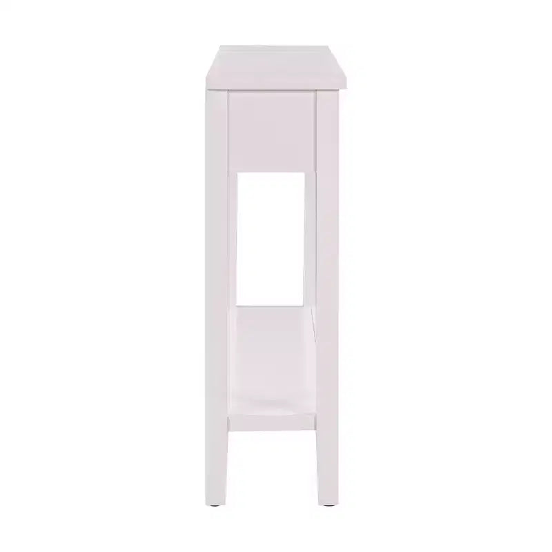 Narrow Console Table with Storage, Minimalist Wood Entryway Table with 4 Drawers and Bottom Shelf for Hallway and Entryway