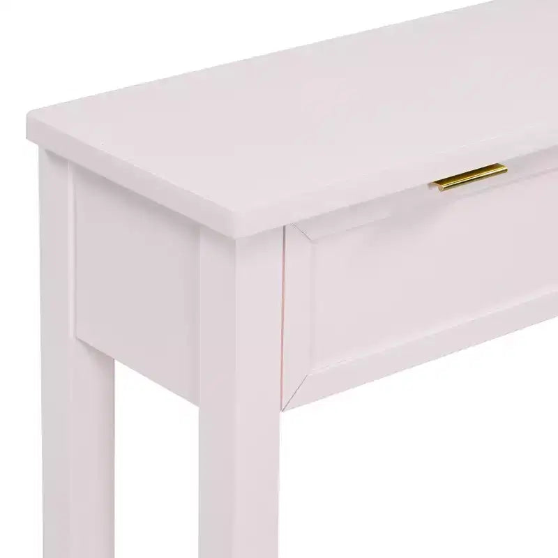 Narrow Console Table with Storage, Minimalist Wood Entryway Table with 4 Drawers and Bottom Shelf for Hallway and Entryway