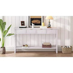 Console étroite avec rangement, table d'entrée minimaliste en bois avec 4 tiroirs et étagère inférieure pour couloir et entrée