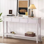Console étroite avec rangement, table d'entrée minimaliste en bois avec 4 tiroirs et étagère inférieure pour couloir et entrée