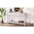 Console étroite avec rangement, table d'entrée minimaliste en bois avec 4 tiroirs et étagère inférieure pour couloir et entrée