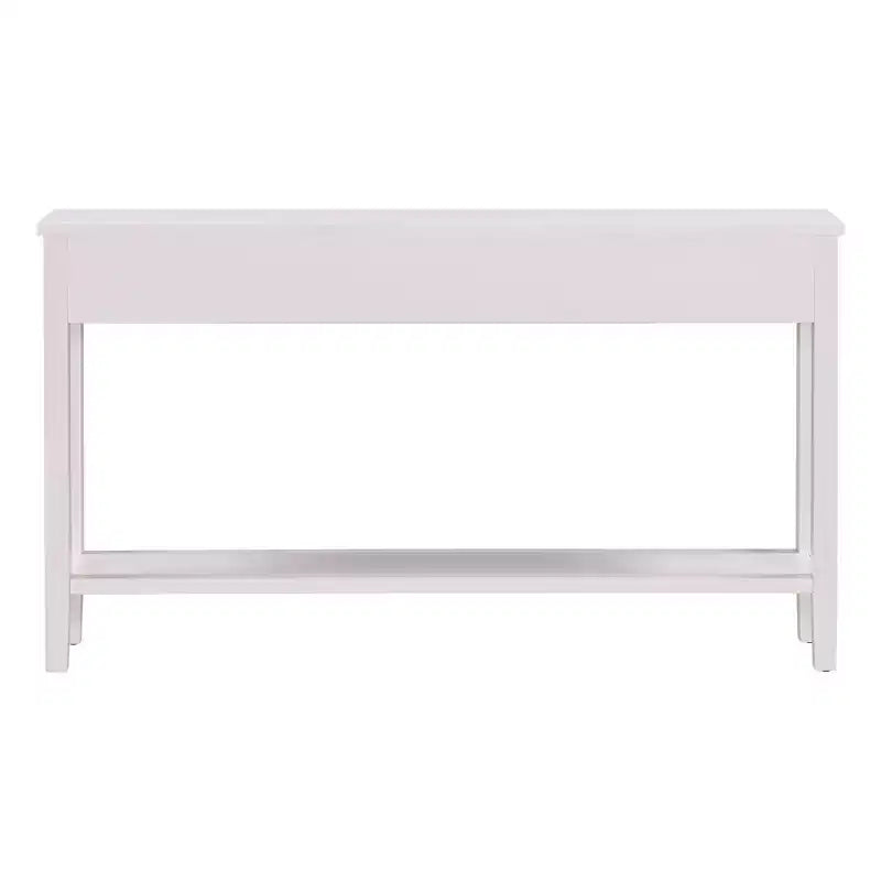 Narrow Console Table with Storage, Minimalist Wood Entryway Table with 4 Drawers and Bottom Shelf for Hallway and Entryway