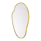 Vallia Brushed Gold Asymmetrical Irregular Wall Mirror ,22''x 34'' Unique Brass Frame Wall Mounted Mirror for Bathroom,Entryway,Nursery