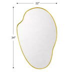 Miroir Mural Irrégulier Asymétrique en Laiton Brossé, 22''x 34'' Miroir Mural Unique à Cadre en Laiton pour Salle de Bain, Entrée, Chambre d'Enfant