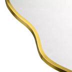 Miroir Mural Irrégulier Asymétrique en Laiton Brossé, 22''x 34'' Miroir Mural Unique à Cadre en Laiton pour Salle de Bain, Entrée, Chambre d'Enfant