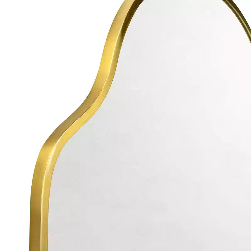 Brushed Gold Asymmetrical Irregular Wall Mirror,22''x 34'' Unique Brass Frame Wall Mounted Mirror for Bathroom,Entryway,Nursery