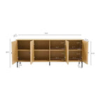 Buffet moderne à portes persiennes avec étagères réglables et pieds en métal