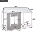 Lit plate-forme double avec toit et fenêtre, cadre de lit cabane, aucun sommier tapissier requis, lit double pour chambre à coucher, chambre d'enfant, chambre d'enfant