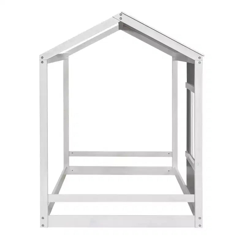 Twin Size Platform Bed with Roof and Window House Bed Frame, No Box Spring Required Twin Size Bedframe for Bedroom, Children's Room, Kids Room