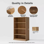 Armoire de rangement de bibliothèque en bois sans porte et armoire de bureau pour cuisine, chambre, entrée, salon, salle à manger, naturel