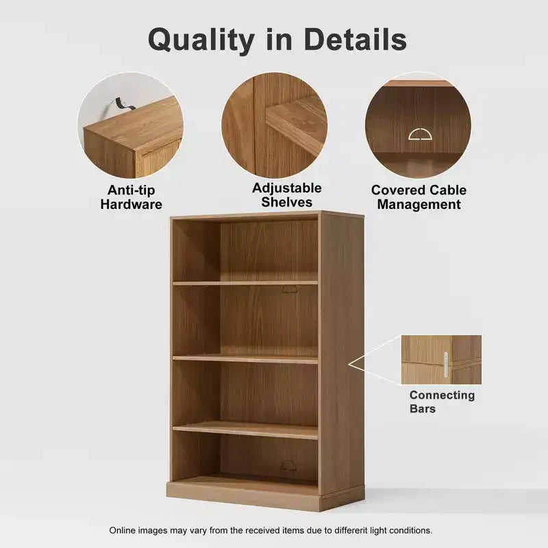 Doorless Wood Bookshelf Storage Cabinet Bookcase&Office Cabinet for Kitchen Bedroom Entryway Living Room Dinning Room Natural