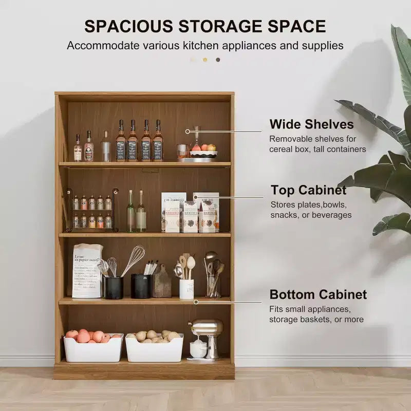 Doorless Wood Bookshelf Storage Cabinet Bookcase&Office Cabinet for Kitchen Bedroom Entryway Living Room Dinning Room Natural