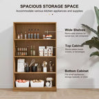 Armoire de rangement de bibliothèque en bois sans porte et armoire de bureau pour cuisine, chambre, entrée, salon, salle à manger, naturel