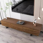Meuble TV moderne de 70 pouces avec tiroirs et évents en bois massif, console multimédia pour salon